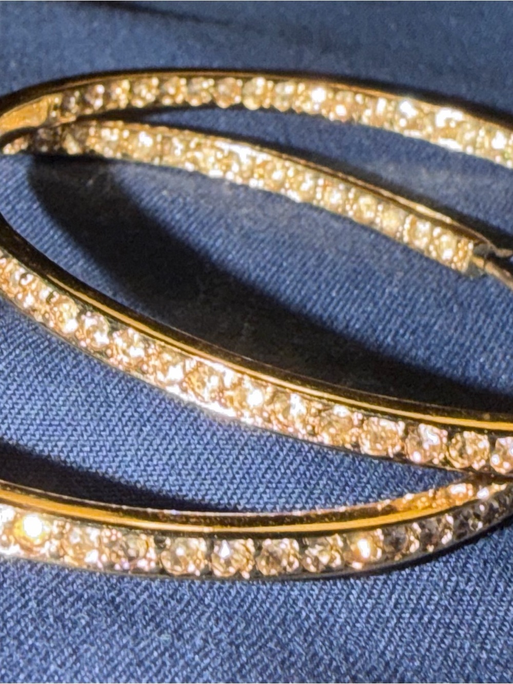 Vintage Monet Gold Tone Crystal-Accented Women’s Hoop Earrings